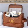 Personalized Hand Crafted Leather Toiletry Bag for Men, Customized Makeup Bag Comestic Bag for Women,Shaving Bag Travel Pouch with 26 Initials Engraved Monogrammed Leather Dopp Kit (Black, Z) view 2