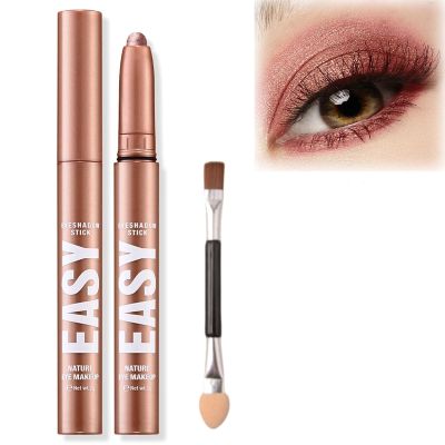 Cream Eye Shadow Brightener Stick Makeup Set, Champagne Pearl Taupe Bronze Cocoa Stone Putty Smoky Amethyst Shimmer Matte Eyeshadow Eyeliner Pencil Applicator Stick Palette Makeup(Pinky nude)