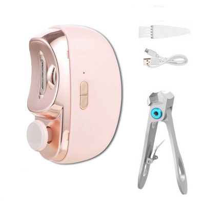 Automatic Electric Nail Clipper for Adults for Seniors 2 in 1 Electric Polishing Nail Clippers Nail Grinders with Led Light and Polisher for Men Nail File USB Rechargeable (Pink,85x68x33mm)