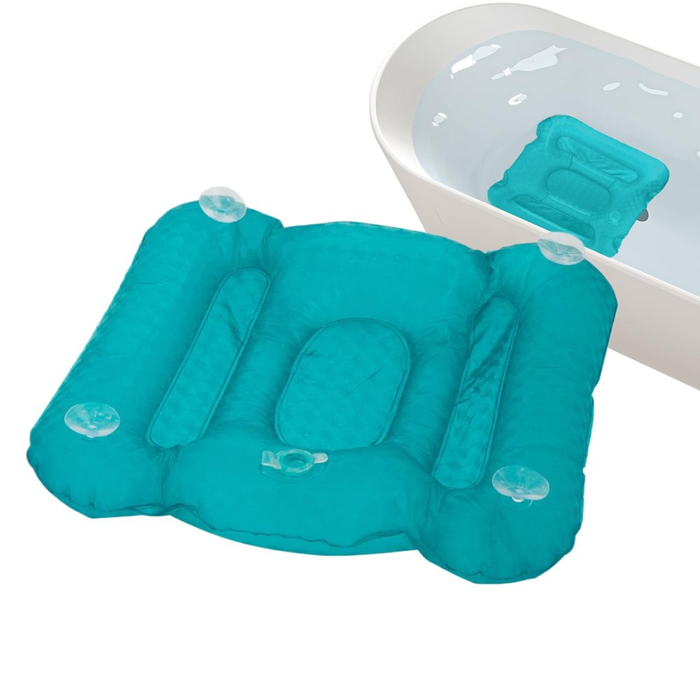 Bathtub Cushion - PVC Inflatable Body Bath Pillow Ergonomic Bathing Massage Pad with Suction Cups, Deep Soaking Bathtub Body Mat for Women Adults