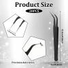 30Pcs Stainless Steel Craft Tweezers 4.9Inch Curved Pointed Tweezers with Protective Cover, Multipurpose High Precision Tweezer for Craft Sewing Stickers Eyelash Jewelry Making(Black) view 2