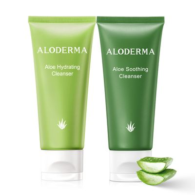 Aloderma Aloe Cleanser Set, 2 Pieces - Hydrating Cleanser, Soothing Cleanser