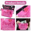 WANDIC Breast Cancer Awareness Makeup Bag, 2Pcs Pink and Black October Cancer Gifts for Women Survivor Pink Ribbon Zipper Bag Cosmetic Travel Bag view 2