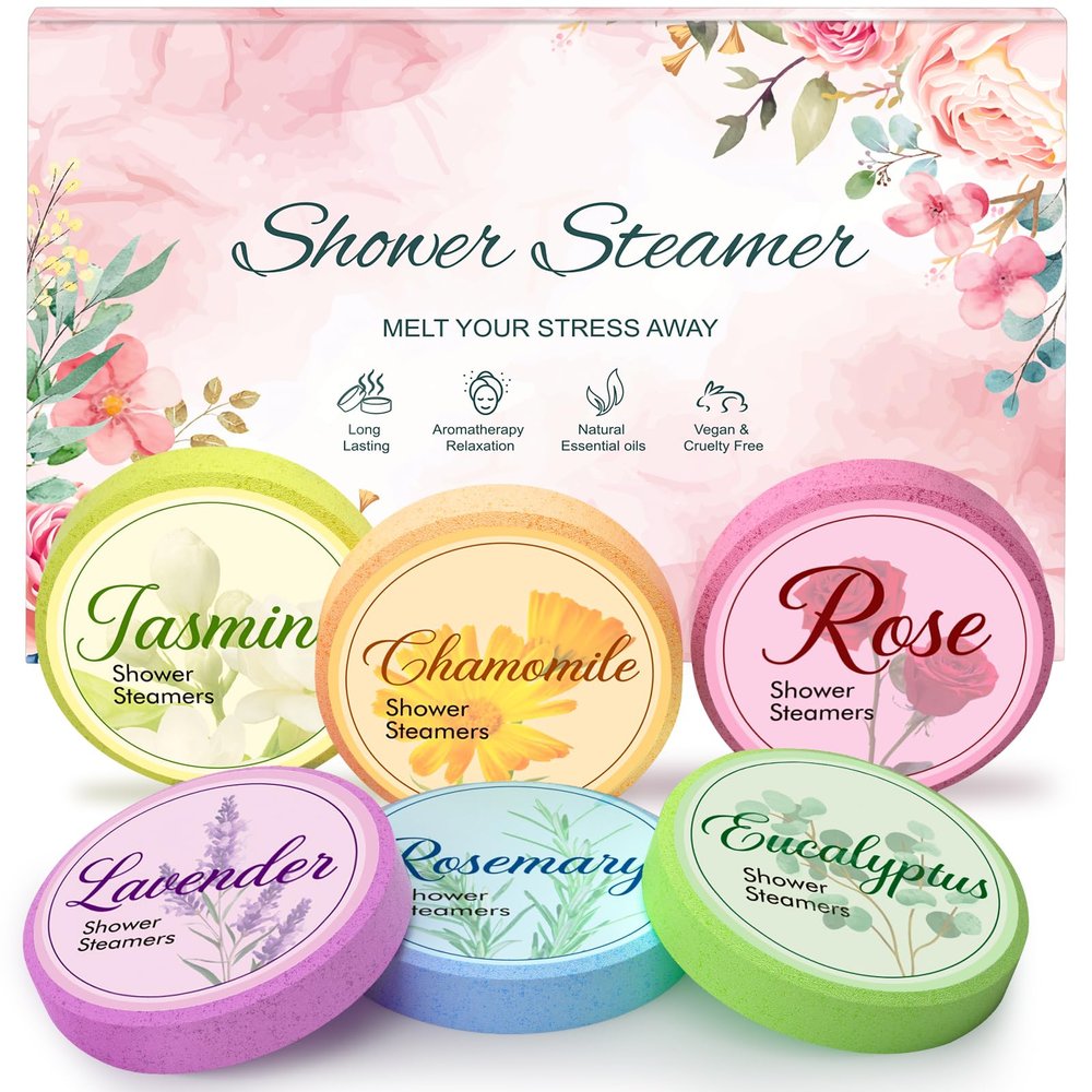 Valentines Day Gifts for Her: 6 Pack Shower Steamers Aromatherapy for Self Care Spa, Birthday Gift for Women Girlfriend Wife Mom Teen Girls, Christmas Stocking Stuffers White Elephant Gift for Adult