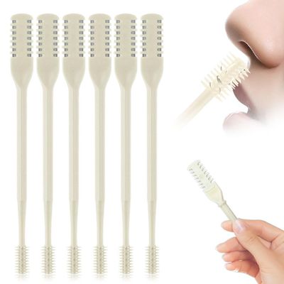 2-in-1 Nasal Hair Cutter, 2025 New Double Sided Nose Hair Knife, Portable Nostril Hair Remover Tool, 360 Rotating Nose Hair Trimmer with Ear Picker for Women and Men (Beige, 6 PCS)