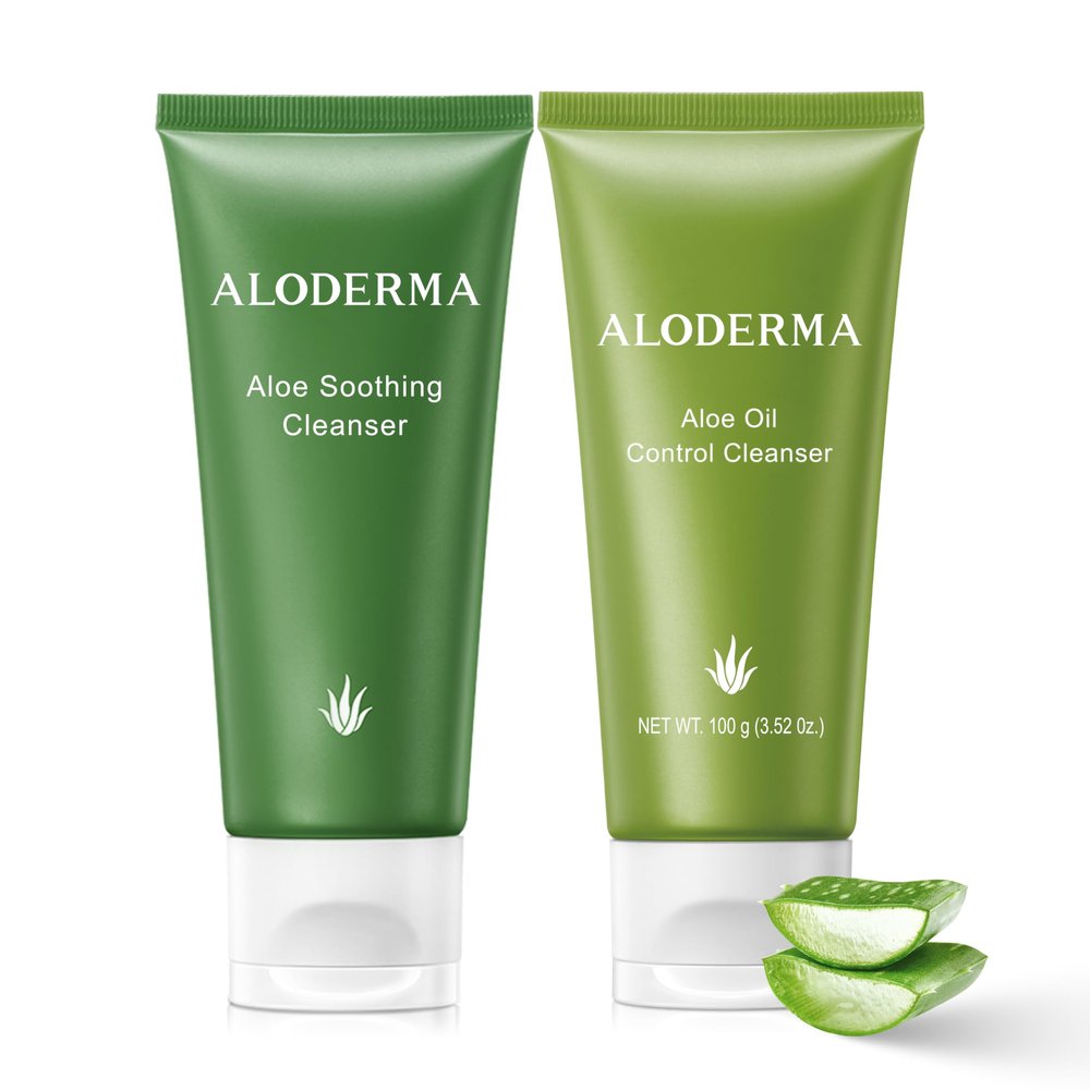Aloderma Aloe Cleanser Set, 2 Pieces - Soothing Cleanser, Oil Controlling Face Wash