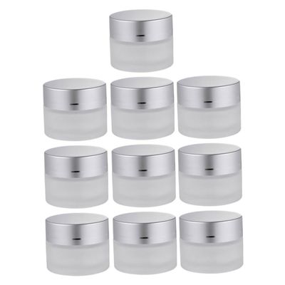 LRXIYODE 10Pcs Glass Cream Jars Portable Makeup Containers Refillable Empty Cosmetic Dispenser with Dome Lids for Travel Essential Oils Lotion Cream Storage