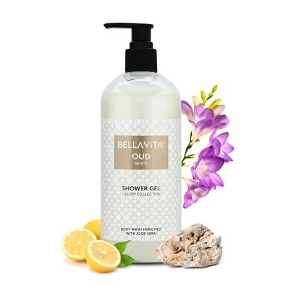 Bella & Vita Luxury OUD WHITE Body Wash Shower Gel for Women & Men | 500ml | Unisex Bodywash | Deep Cleansing, Hydrating, Moisturising | For All Skin Types