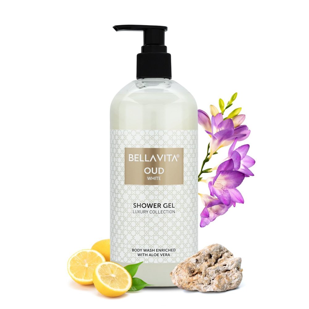 Bella & Vita Luxury OUD WHITE Body Wash Shower Gel for Women & Men | 500ml | Unisex Bodywash | Deep Cleansing, Hydrating, Moisturising | For All Skin Types