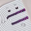 KQueenest Cat Eye Press on Nails Short Oval, 30 Pcs Dark Purple Fake Nails Extra Short Round, Sparkly Glitter Black Glue on Nails Almond, Reusable Shiny Chrome False Nails for Women Small Size view 3