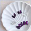 KQueenest Cat Eye Press on Nails Short Oval, 30 Pcs Dark Purple Fake Nails Extra Short Round, Sparkly Glitter Black Glue on Nails Almond, Reusable Shiny Chrome False Nails for Women Small Size view 4