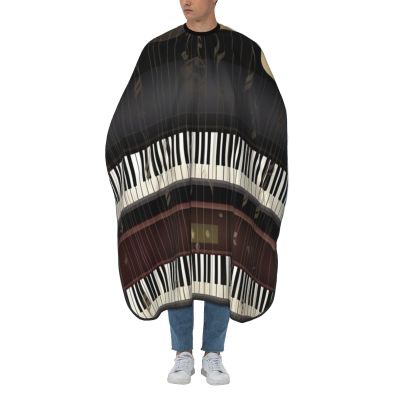 Aprons Professional Hair Cutting Cape with Adjustable Snap Closure, Guitar Piano Pattern Barber Cape for Men Women Waterproof Hairdressing Salon Cape, Coloring Makeup Styling Home Use