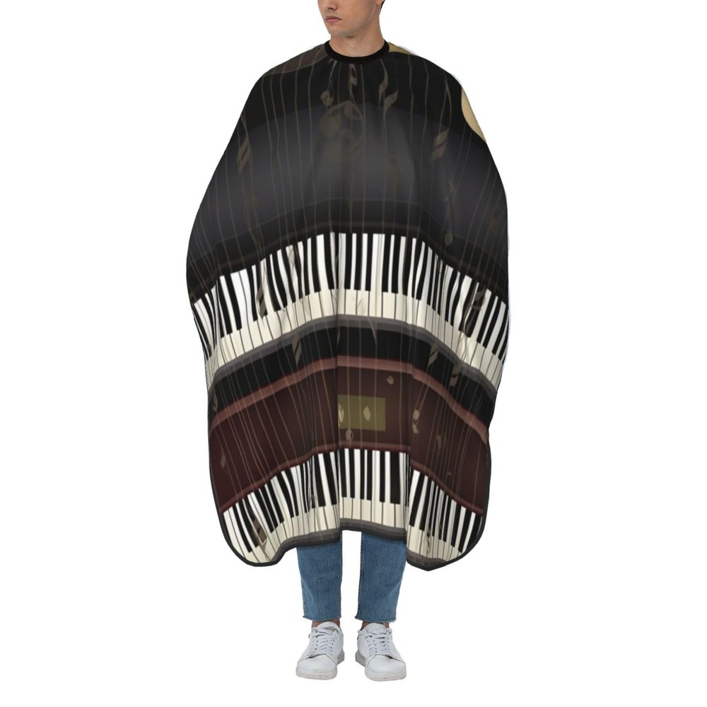 Aprons Professional Hair Cutting Cape with Adjustable Snap Closure, Guitar Piano Pattern Barber Cape for Men Women Waterproof Hairdressing Salon Cape, Coloring Makeup Styling Home Use