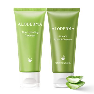 Aloderma Aloe Cleanser Set, 2 Pieces - Hydrating Cleanser, Oil Controlling Cleanser