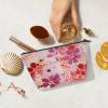 KOBLEN Dotted Flower Art Small Cosmetic Bag for Women, Waterproof Makeup Bag with 2 Inner Mesh Pockets, Portable Travel Toiletry Bag for Business, Family Trips, Camping, Beach view 3