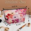 KOBLEN Dotted Flower Art Small Cosmetic Bag for Women, Waterproof Makeup Bag with 2 Inner Mesh Pockets, Portable Travel Toiletry Bag for Business, Family Trips, Camping, Beach view 4