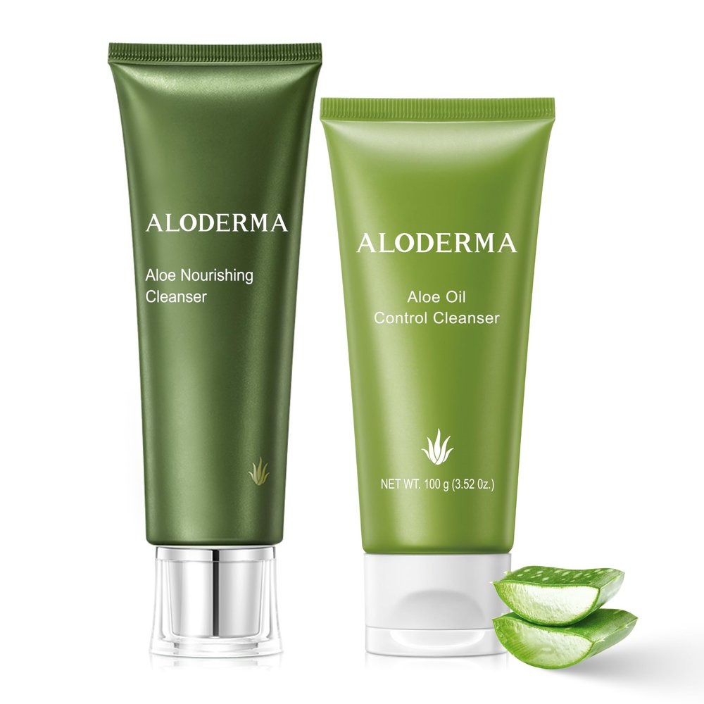 Aloderma Aloe Cleanser Set, 2 Pieces - Nourishing Cleanser, Oil Controlling Face Wash