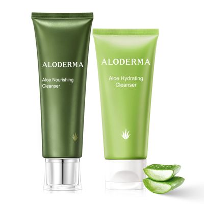 Aloderma Aloe Cleanser Set, 2 Pieces - Hydrating Cleanser, Nourishing Cleanser