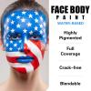 BOBISUKA White + Red + Blue Face Body Paint Kit, Water Based Face Painting for 4th of July Patriotic USA Flag Sports Fan Halloween Clown Zombie Joker Makeup for Women Adults, Non-Toxic Washable view 4