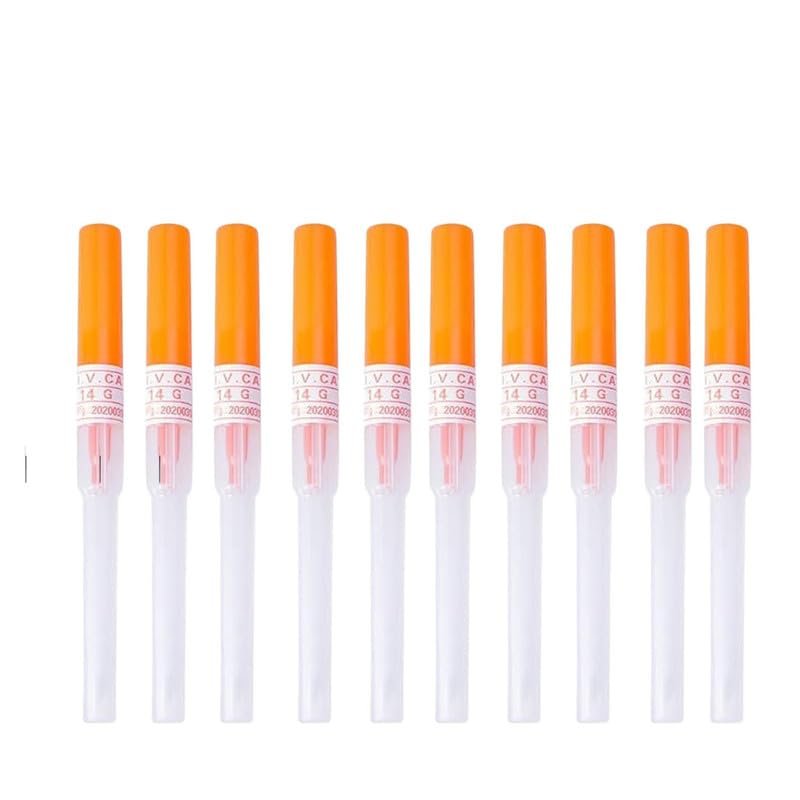 Caphstion I.V. Catheter Piercing Needles Stainless Steel Body Piercing Needles for Lip Eyebrow Navel Earrings, Orange 14G 10pcs