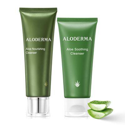 Aloderma Aloe Cleanser Set, 2 Pieces - Nourishing Cleanser, Soothing Face Wash