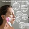 4 Pack Facial Cleansing Brush, Beomeen Face Scrubber Exfoliating Brush Face Wash Scrub Exfoliator for Skin Care, Makeup Removal,Pink view 4