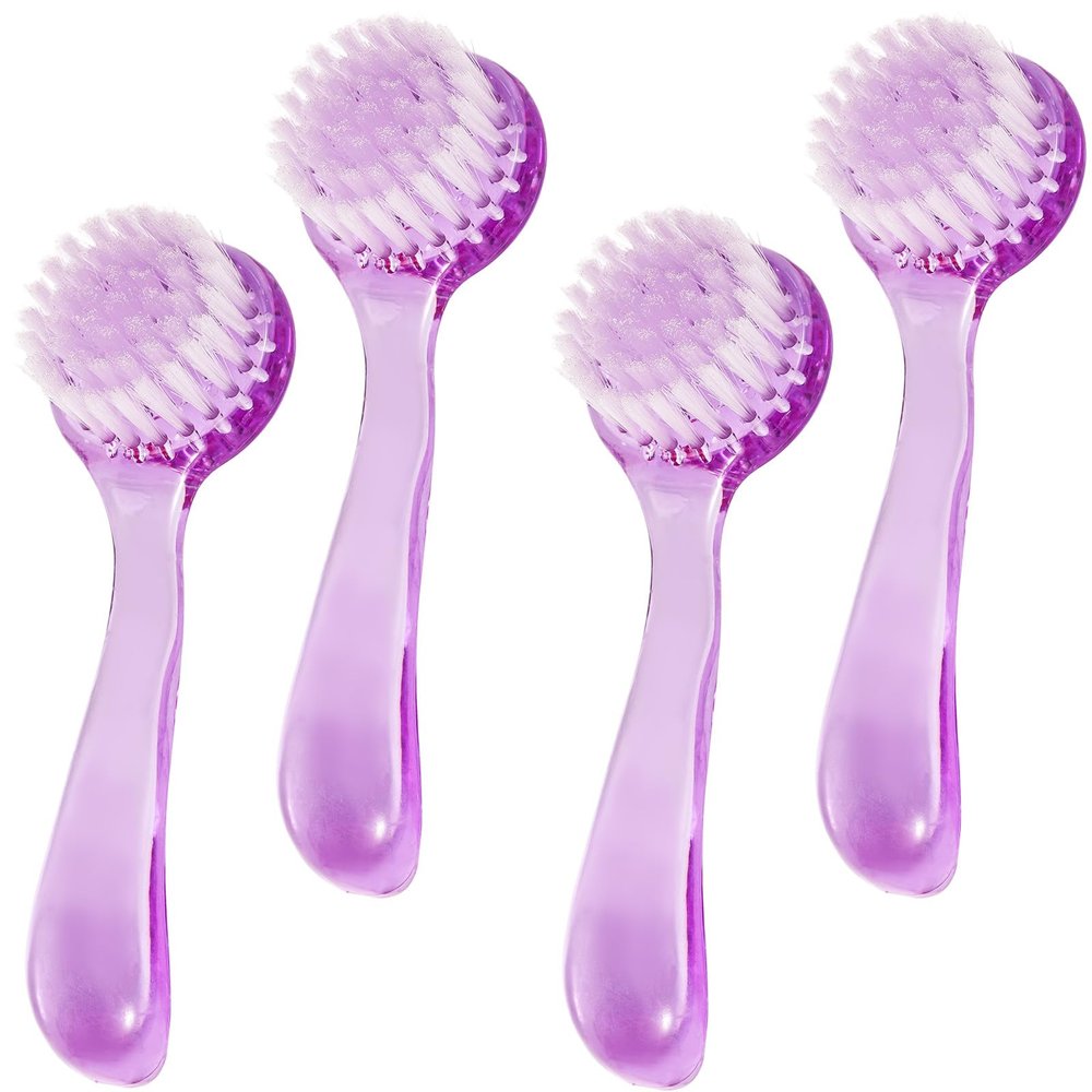 4 Pack Facial Cleansing Brush, Beomeen Face Scrubber Exfoliating Brush Face Wash Scrub Exfoliator for Skin Care, Makeup Removal,Purple