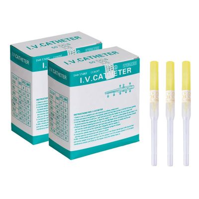Caphstion I.V. Catheter Piercing Needles Stainless Steel Body Piercing Needles for Lip Eyebrow Navel Earrings, Yellow 24G 100pcs