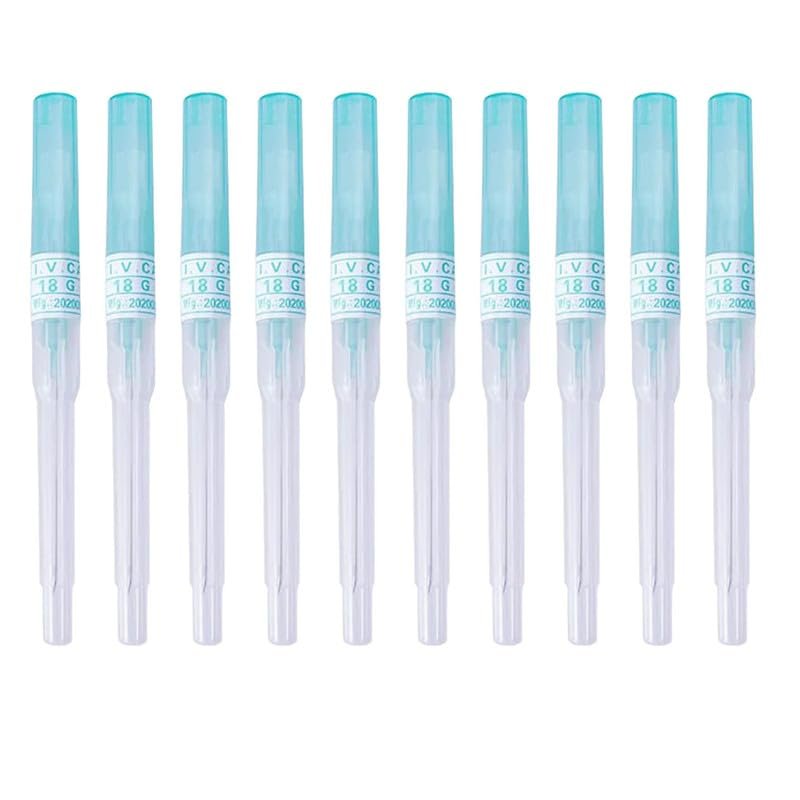 Caphstion I.V. Catheter Piercing Needles Stainless Steel Body Piercing Needles for Lip Eyebrow Navel Earrings, Green 18G 10pcs