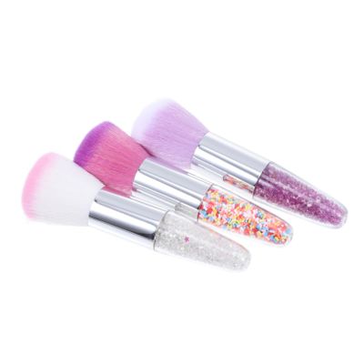 DEARMAMY 3Pcs Dual Use Cosmetic Brush for Loose Powder Manicure Short Handle Design Includes Tipped Brushes for Makeup Application and Nail Art