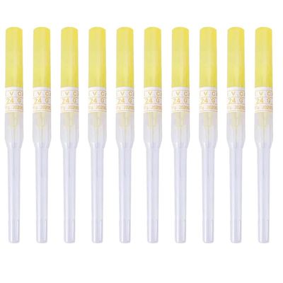 Caphstion I.V. Catheter Piercing Needles Stainless Steel Body Piercing Needles for Lip Eyebrow Navel Earrings, Yellow 24G 10pcs