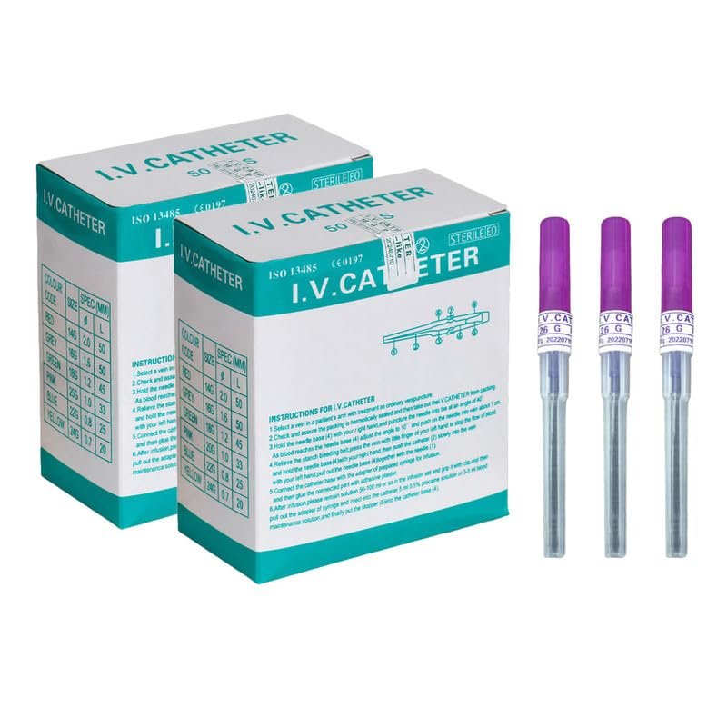 Caphstion I.V. Catheter Piercing Needles Stainless Steel Body Piercing Needles for Lip Eyebrow Navel Earrings, Purples 26G 100pc