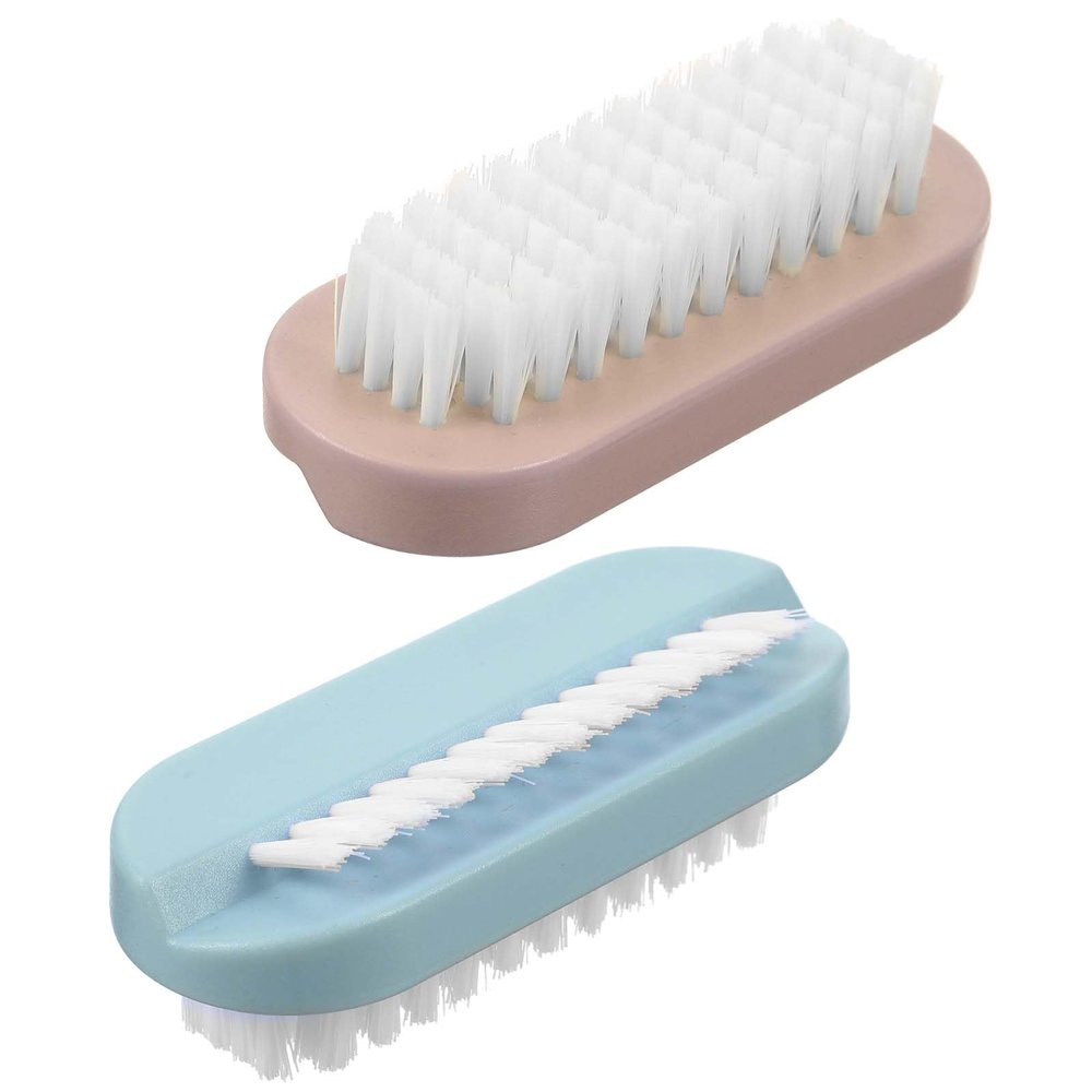 Nail Brushes for Cleaning, 2 Pcs Nail Brush Cleaner Scrubber, 2 Sided Hand Finger Nails Scrub Brushes for Cleaning, Soft Stiff Bristles Fingernail Cleaner, Nails Scrubber for Travel Kids Women Men