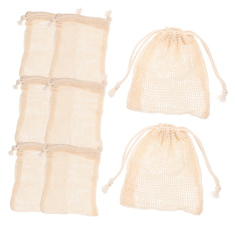 8Pcs Colorful Cotton Linen Soap Bags Drawstring Foaming Pouches for Bathing Shower for Handmade Soap and Facial Cleansers Efficient Exfoliating Mesh Holders