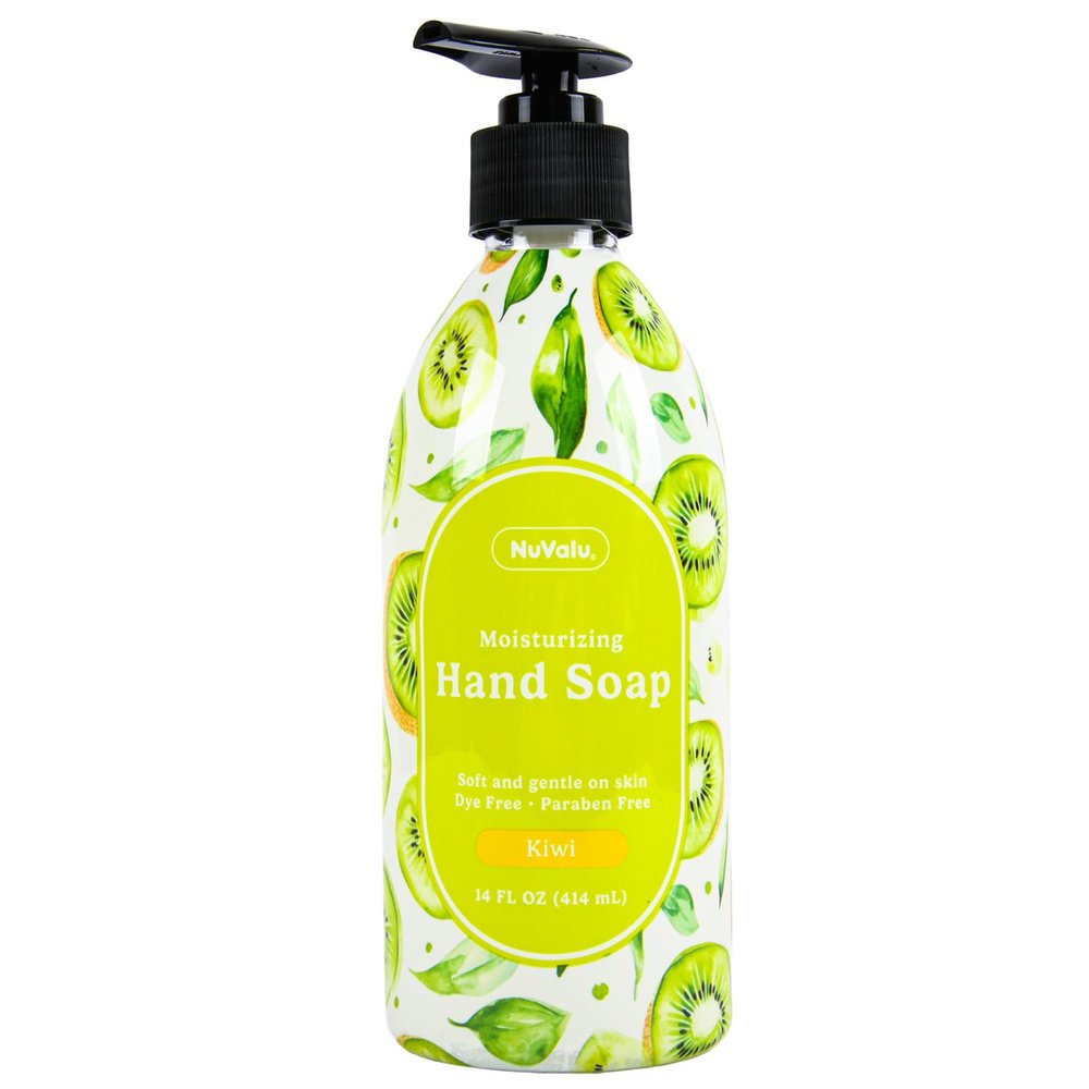 NuValu Liquid Hand Soap  Kiwi Scent, Moisturizing Hand Wash, Gentle Formula for Soft and Clean Hands, 14 oz Pump Bottle (1 pack)