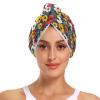 Hair Towel Wrap 2 Pack, Pop Flowers (21) Microfiber Hair Drying Turban with Button, Quick Absorbent Wet Hair Towel for Women view 2