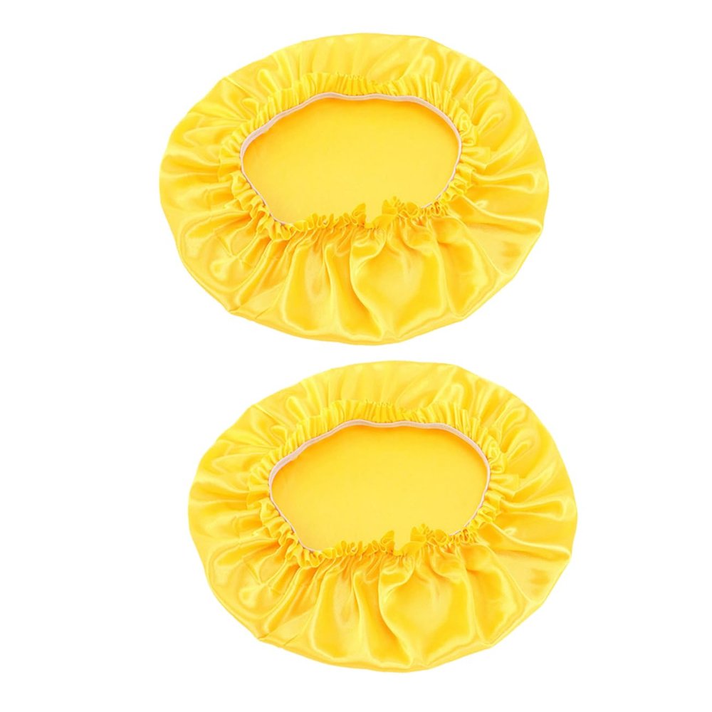 2Pcs Silk Lace Sleeping Caps for Women Round Beauty Hats for Hair Care Stylish Nightwear for Chemo Sleeping and Beauty Treatments Yellow
