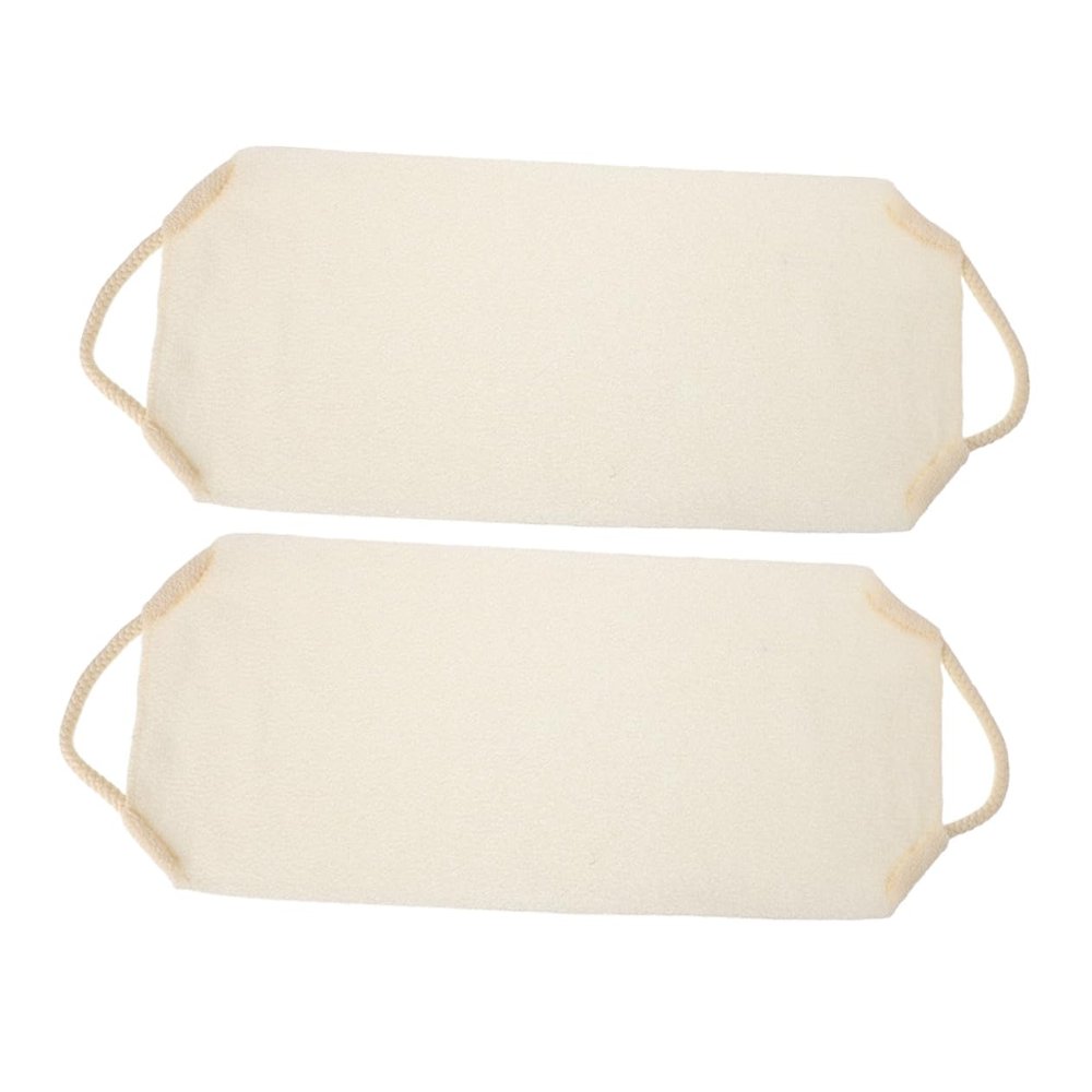 2pcs Stretchable Back Exfoliator Towel Deep Clean Shower Scrubber for Body Feet Legs Beige for Family Use Dead Skin Removal and Comfortable Experience