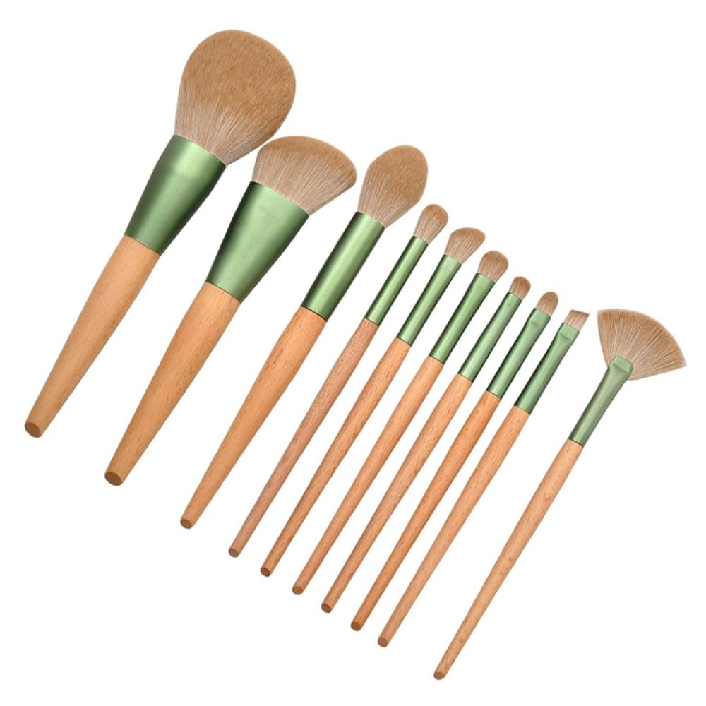 FOMIYES 10PCS Makeup Brush Set Wooden Handles Professional Face Powder and Eyeshadow Brushes for Travel Soft Synthetic Bristles for Makeup Artists Includes