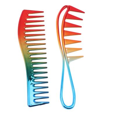 AUTSUPPL Men's Oil Hair Comb 2-Pack Wide Tooth Plastic Hairstyle Comb for Salon Use for Thick Curly Hair Gentle Scalp Massage and Hairdressing