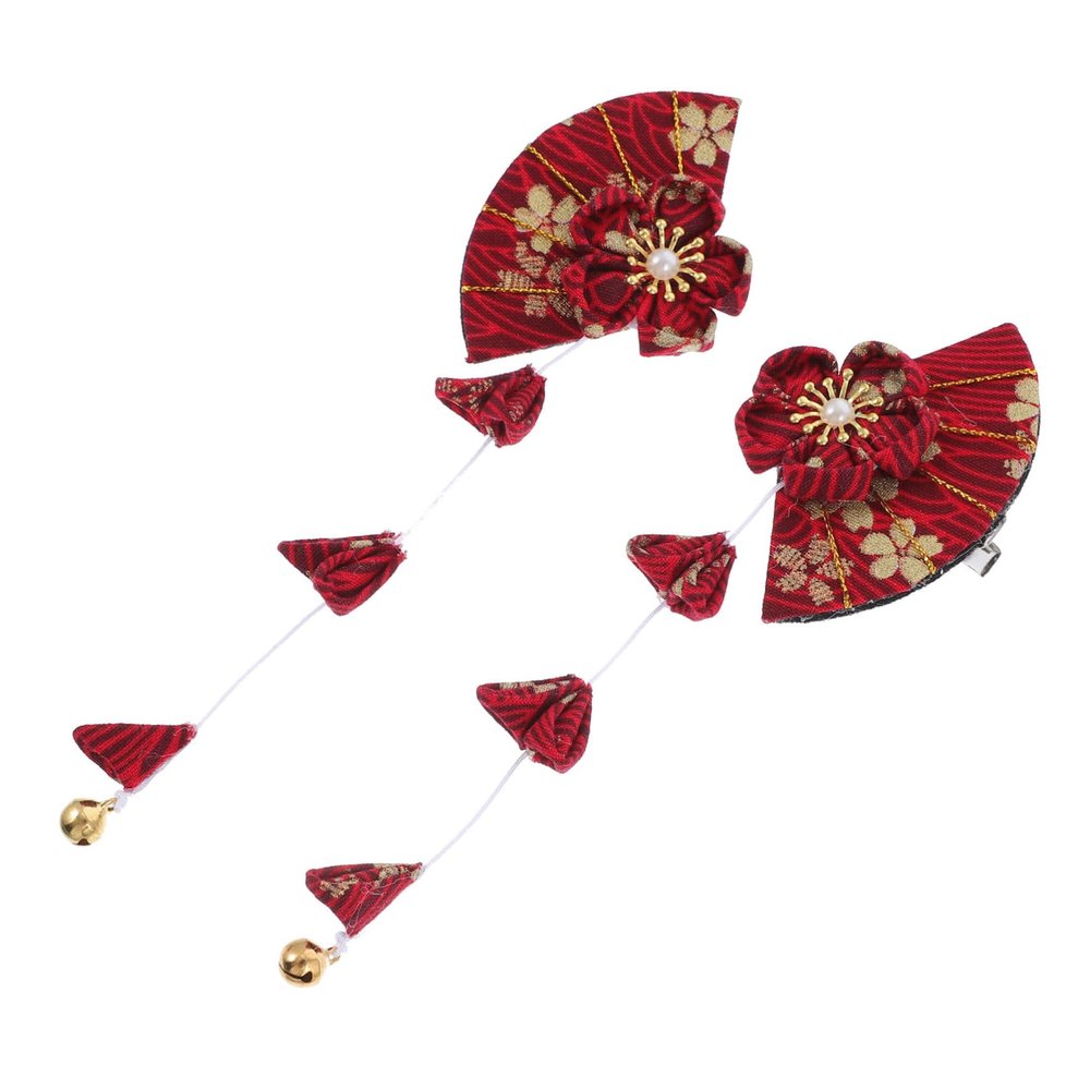 NULYLU 1Pair Japanese Style Hair Clip Elegant Fabric Barrette with Cherry Blossom Design for Parties Weddings and Special Occasions Durable and Cloth Material