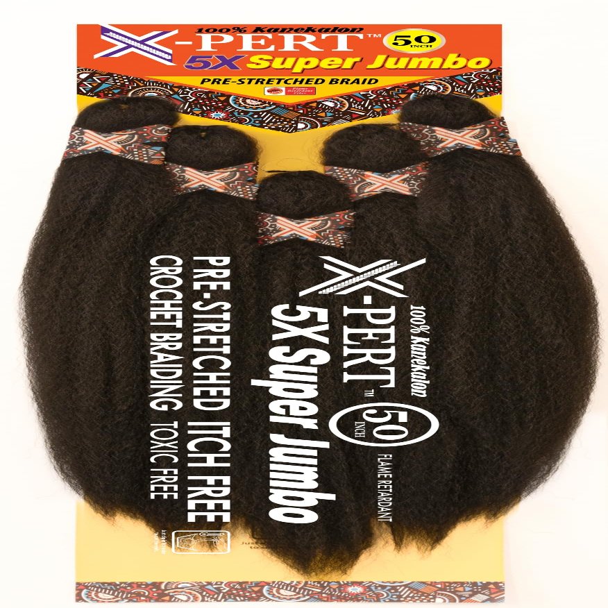 X-PERT 5X SUPER JUMBO Pre-Stretched ITCH FREE Braiding Hair  Flame Retardant Premium Fiber (Color #OET1B/27)
