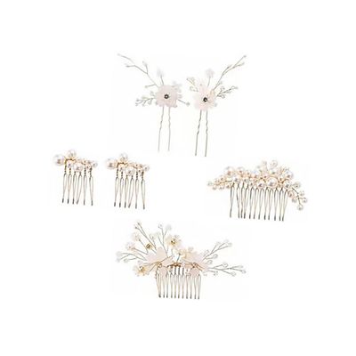 ARTSEWPLY 6Pcs Pearl Flower Hair Combs Elegant Bridal Headpieces for Weddings Stunning Hair Accessories for Special Occasions Durable and Skin Friendly Design