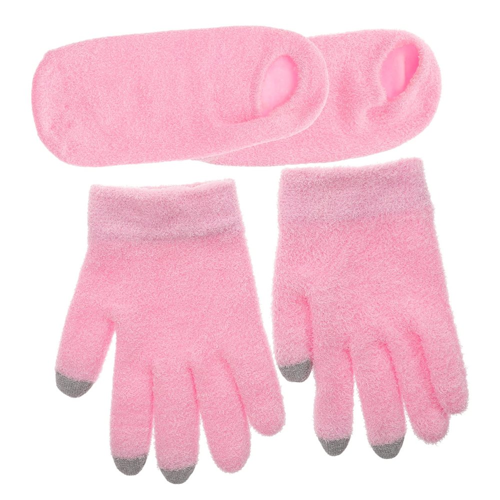 Beavorty 4Pcs Moisturizing Gel Gloves and Socks for Women for Dry Cracked Skin Reusable Overnight Hydration for Hand and Foot Care