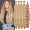 Ash Honey Blonde Braiding Hair with Big Boho Curls Pre Stretched Hypoallergeic Colored 27/60/613 Boho Hair for Braiding Knotless Synthetic Curly Crochet Bohomian Braids Non Toxic view 1