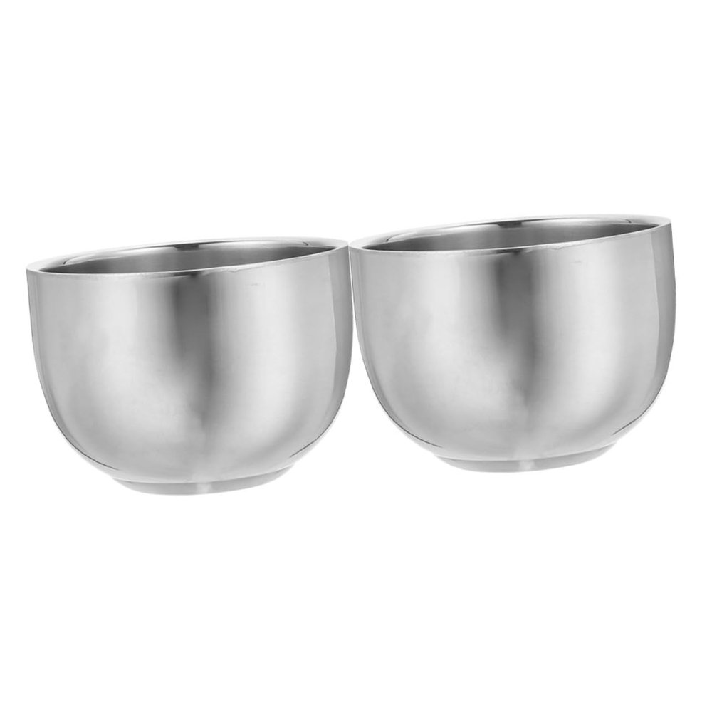 Beavorty 2pcs Men's Shaving Soap Mug Heavy Duty Stainless Steel Shaving Cream Bowl for Smooth Shave