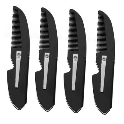 NIYANGLE 4pcs Men's Beard Grooming Comb Hair Combs Portable Mustache Folding Pocket Beard Accessory Stylish Care