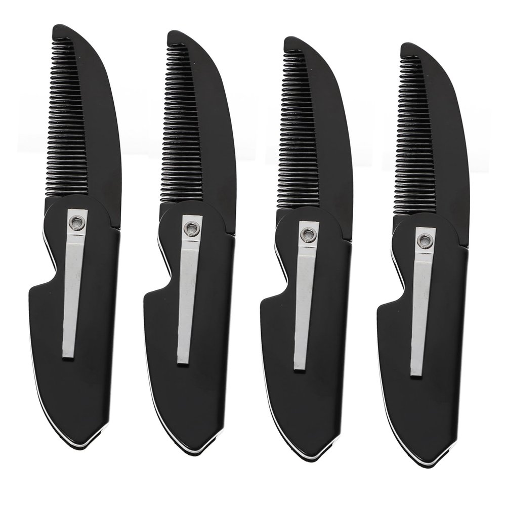 NIYANGLE 4pcs Men's Beard Grooming Comb Hair Combs Portable Mustache Folding Pocket Beard Accessory Stylish Care