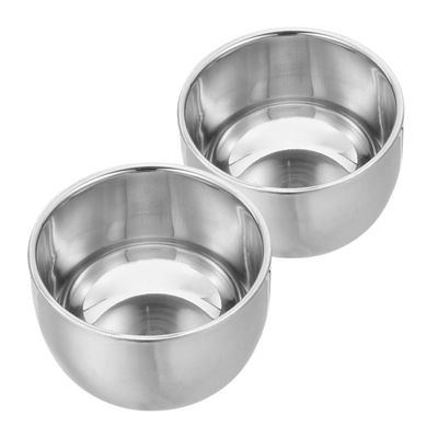 DEARMAMY 2pcs Stainless Steel Shaving Bowl Men's Shave Cream Cup Double Layer Shave Foaming Dish Unbreakable Shaving Accessories for Men