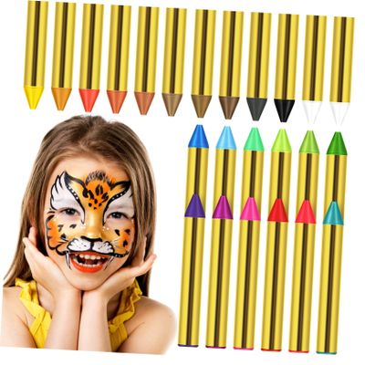 Color Face Paint Crayons Kit - 24 Wax Sticks for Body Painting, Easy Application for Halloween, Cosplay, and Parties - Vibrant Assorted Colors